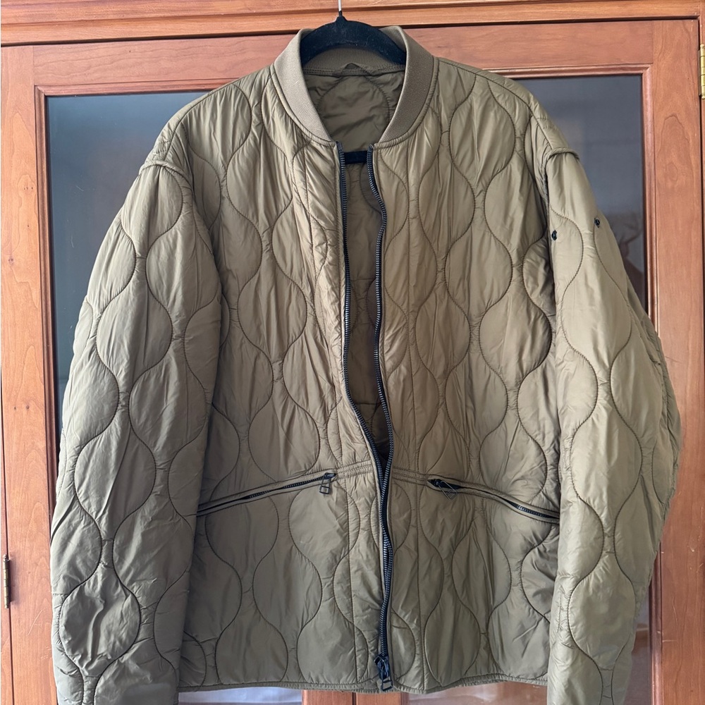 Zara | Olive Quilted Bomber Jacket | Size M